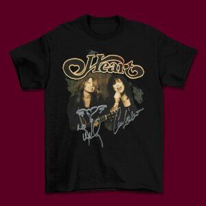 VTG Graphic Heart Band Album Rock Band Signature Printed Black Unisex T-Shirt